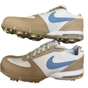 Vintage 2006 Nike SP-5 Ill Golf Shoes Women's Size 6.5 White Blue Tan Saddle EUC